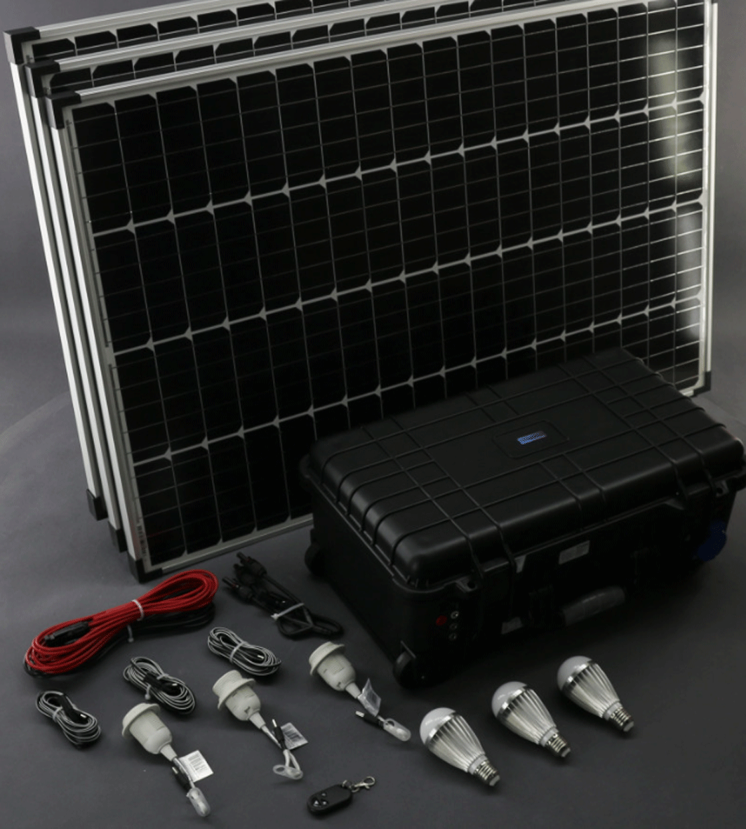 SO212 - 300W solární systém s akumulátorem, 230V + 12V + 5V USB + LED osvětlení