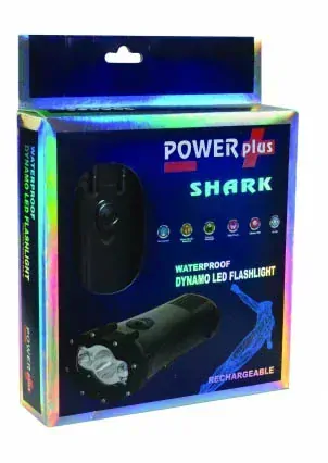 SHARK - Vodotěsné dynamo LED svítilna / nabíječka