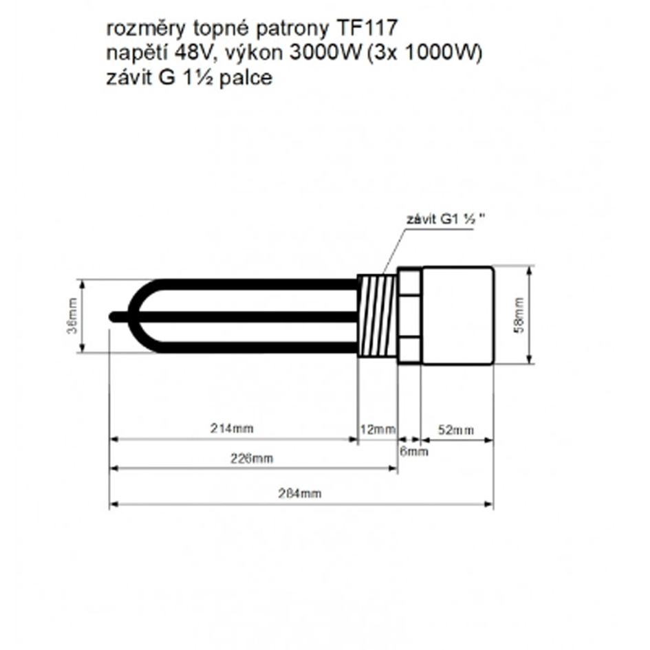 TF117 48V/3000W topná patrona G6/4 délka 226 mm