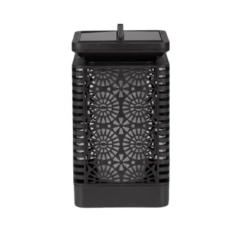 LED solární lampa, dekorativní, čtvercová s plamenem