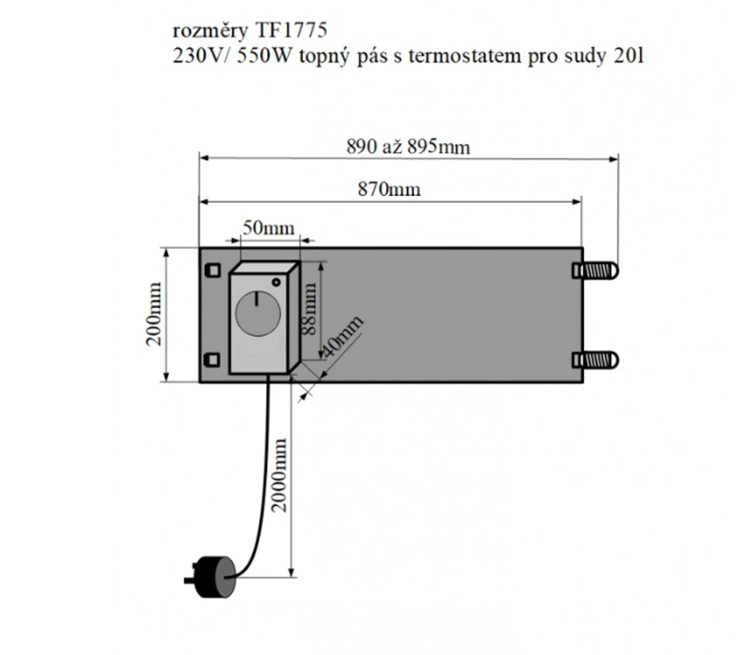 TF1775 - 230V/ 550W topný pás s termostatem pro sudy 20l