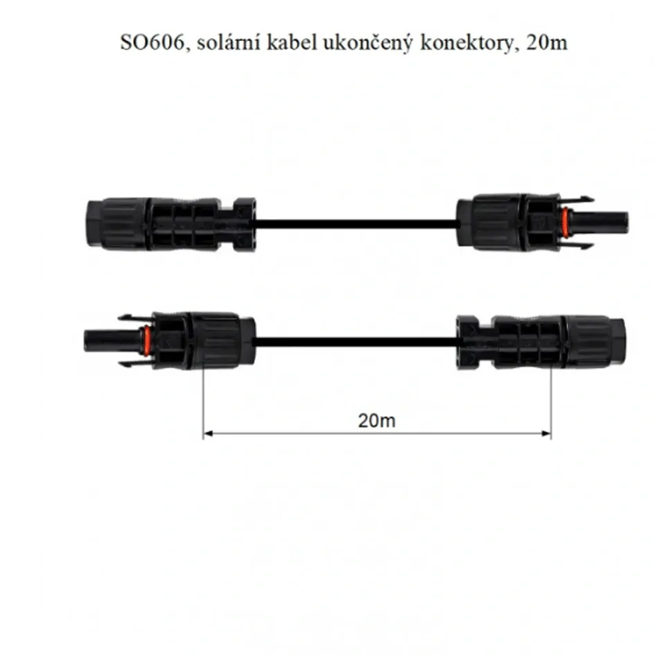 SO606 - solární kabel ukončený konektory, 20m
