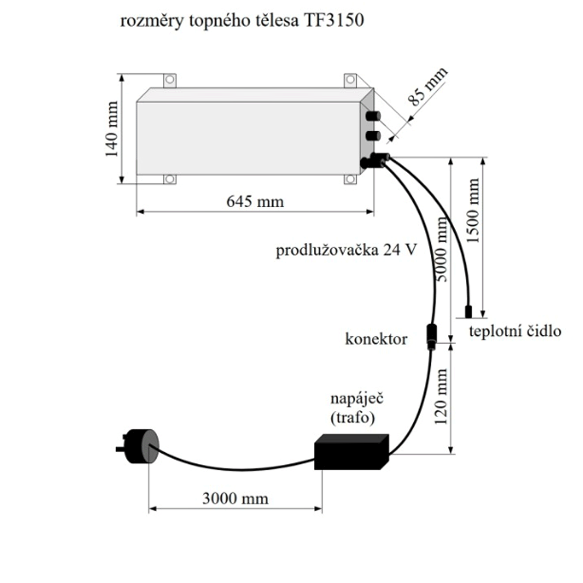 TF3150 - přímotop s čidlem do kurníku, psí boudy 24 V, 120 W