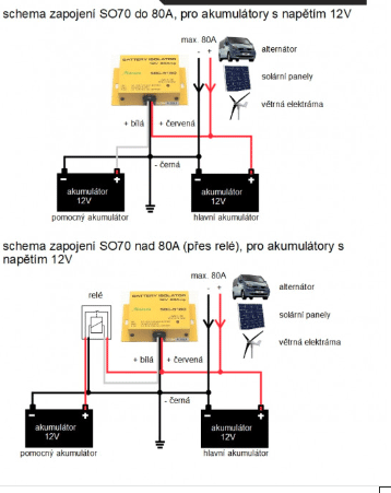 SO70 - 12V automatické dobíjení druhého akumulátoru ma.80A