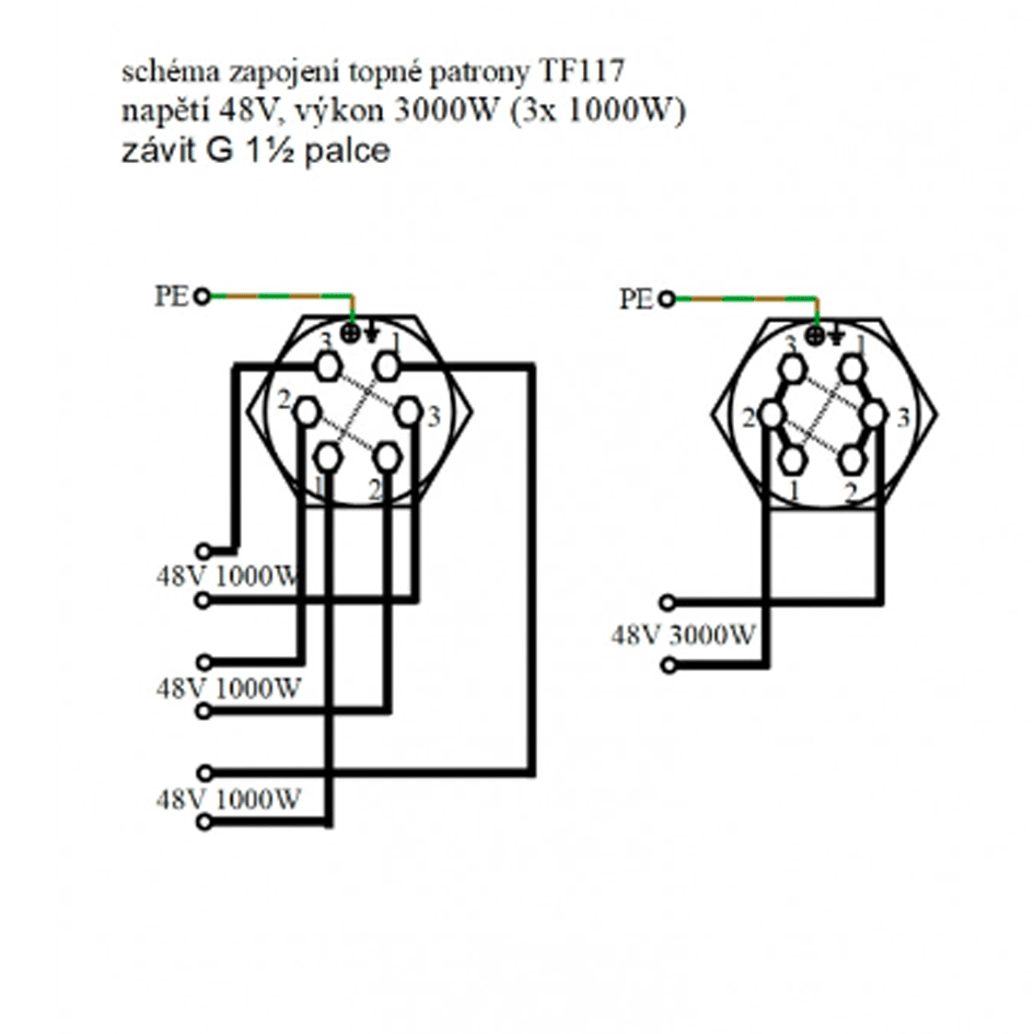 TF117 48V/3000W topná patrona G6/4 délka 226 mm