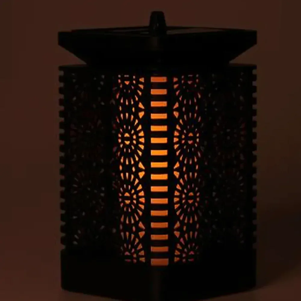 LED solární lampa, dekorativní, čtvercová s plamenem