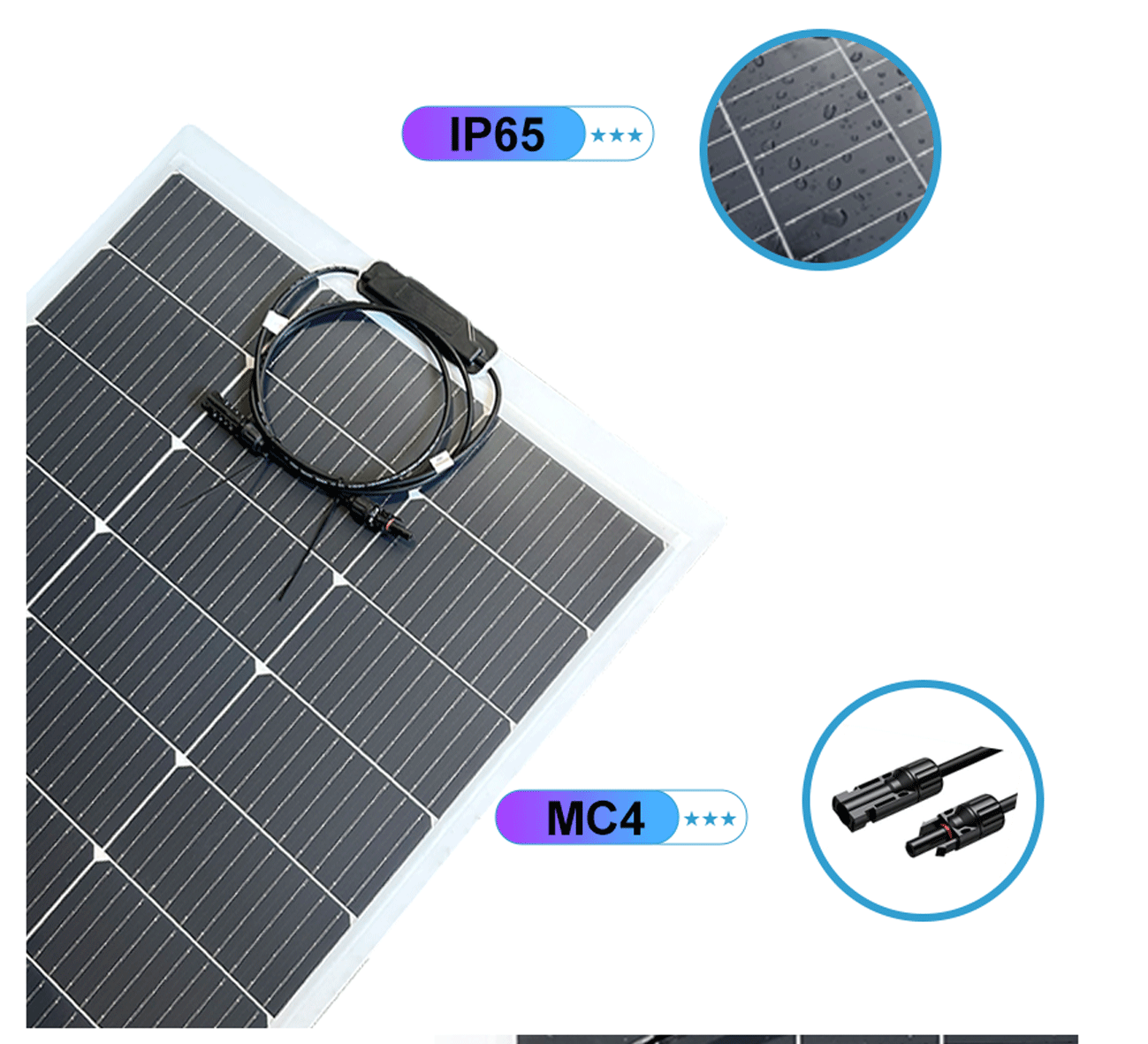 TOPCon-N-180W (1200*780*2mm) CPC poloflexibilní solární panel 