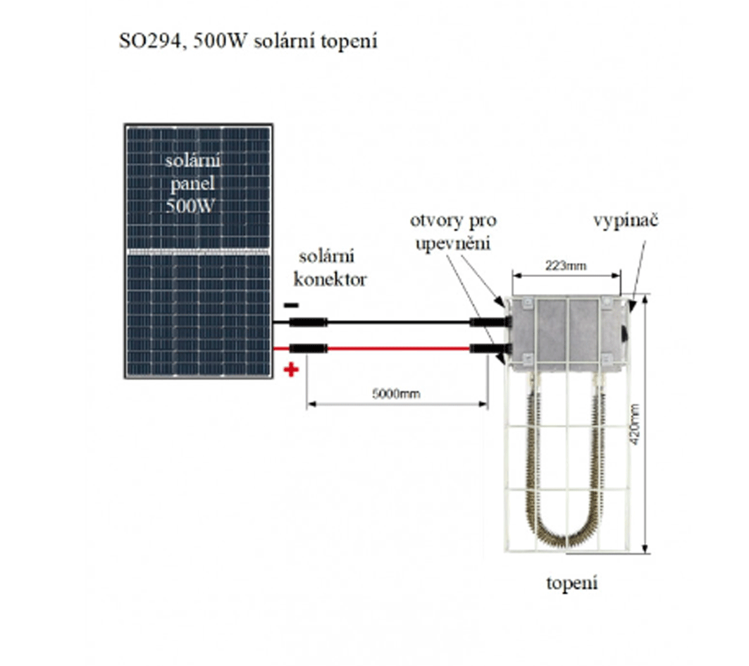 500W solární topení