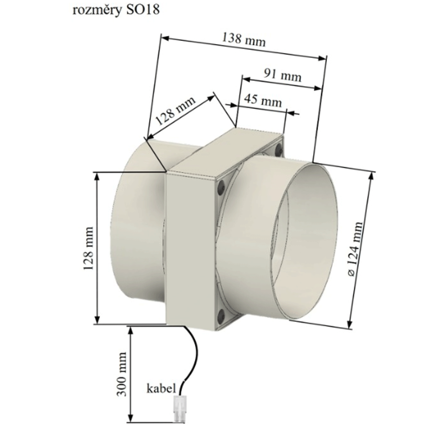 SO18 - 230m3/ h, 30W solární větrací systém vestavný