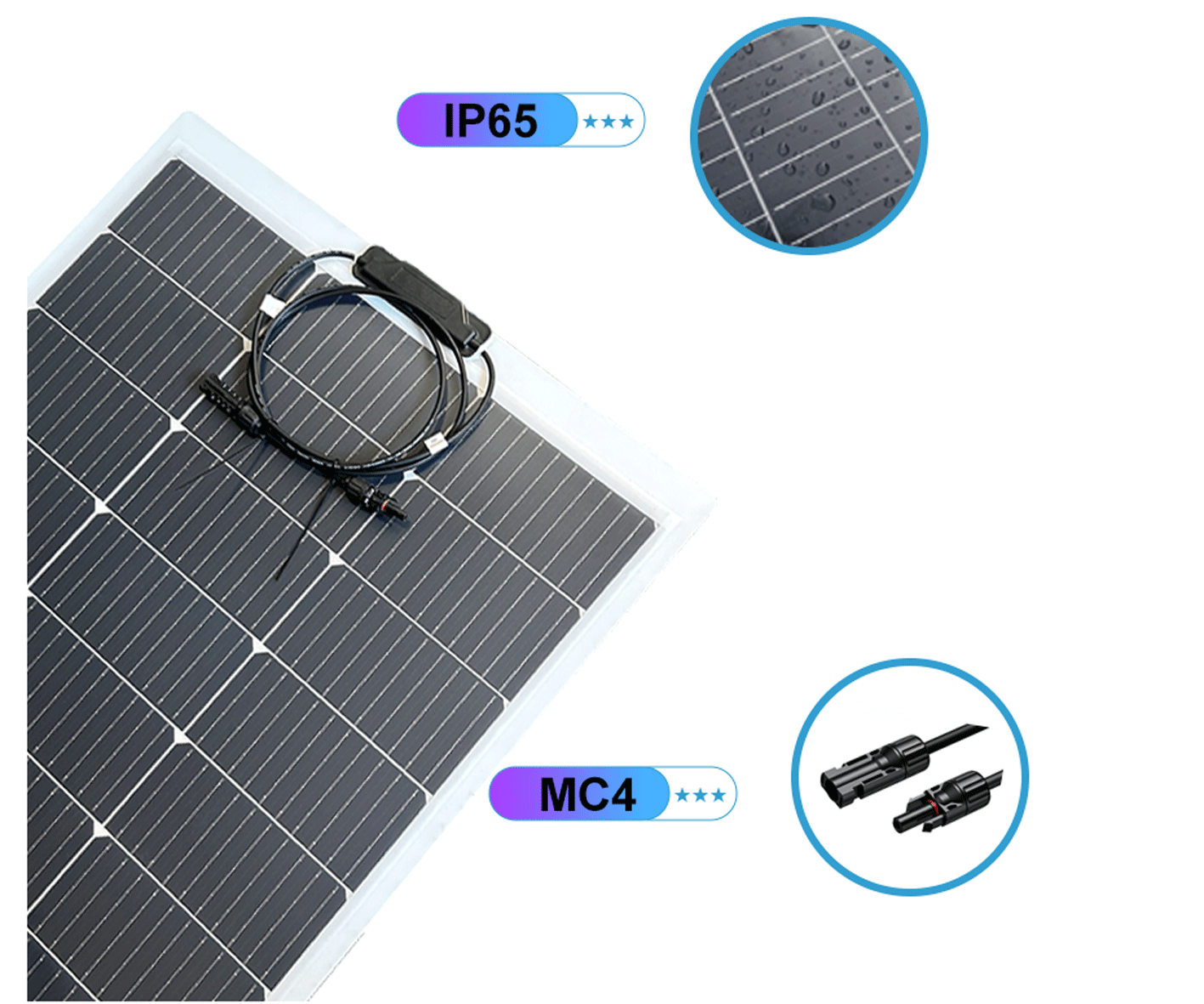 TOPCon-N-180W (1200*780*2mm) CPC poloflexibilní solární panel 