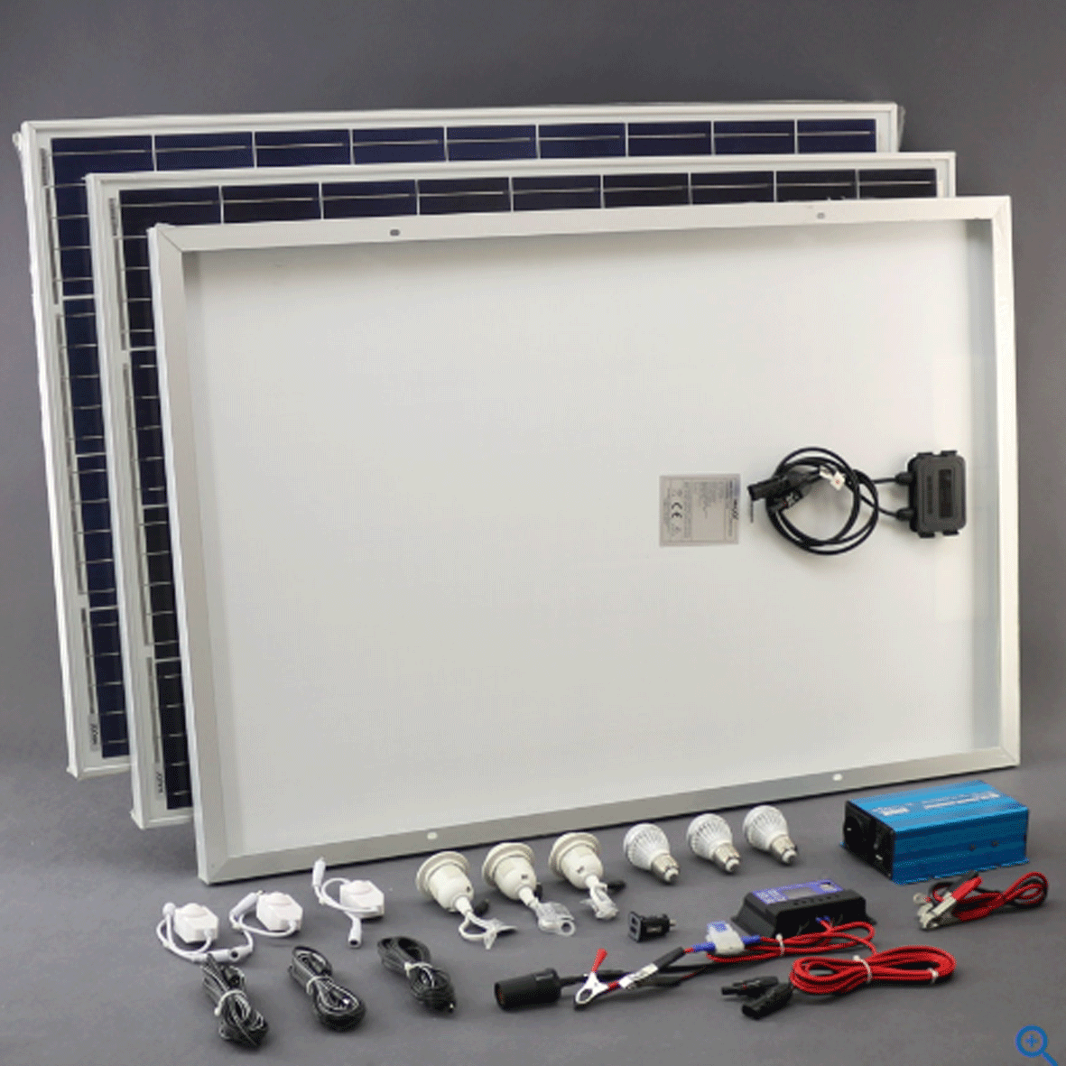 300W solární systém 230V + 12 + 5 V USB+LED osvětlení