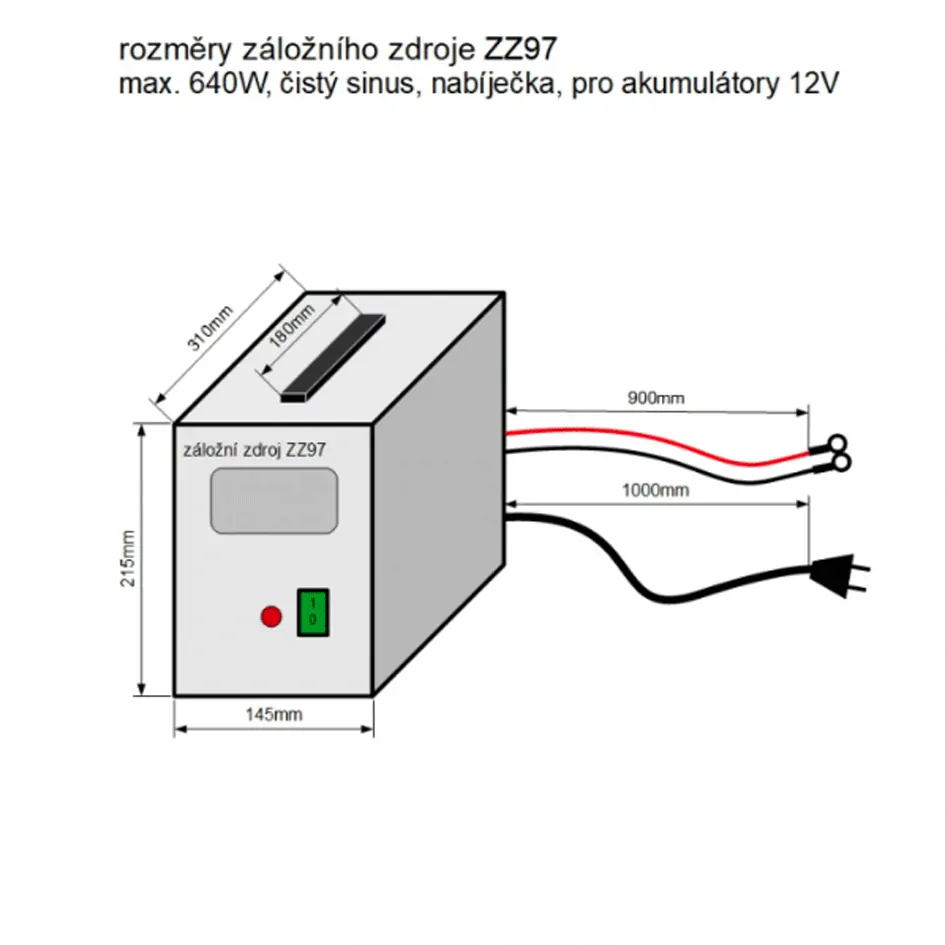 ZZ97 - 640W/ 230V záložní zdroj sinusový, pro aku 12V (na plochu)