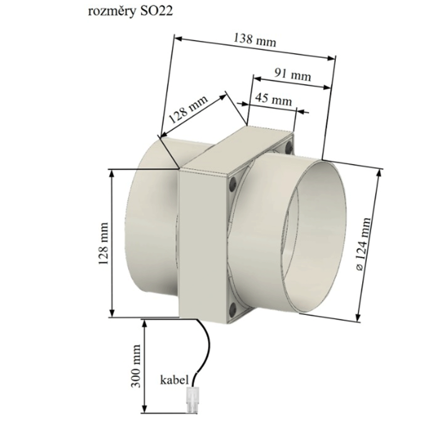 SO22 - 460m3/ h, 50W solární větrací systém vestavný