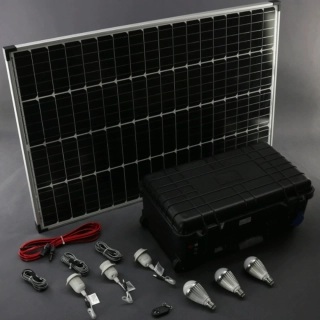 100W solární systém monokr.s akum.230V+12V+5V SO208