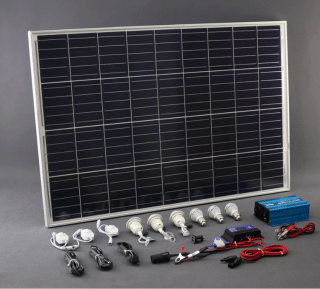 SO122 - 100W solární systém 230V + 12V + 5V USB + LED osvětlení