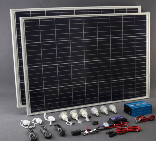 SO124 - 200W solární systém 230V + 12V + 5V USB + LED osvětlení