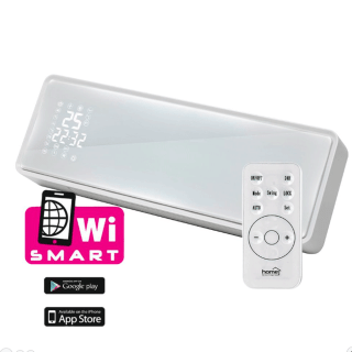 Smart PTC nástěnné topidlo s LED displejem a DO, WiFi, 1000W / 2000W, sklo